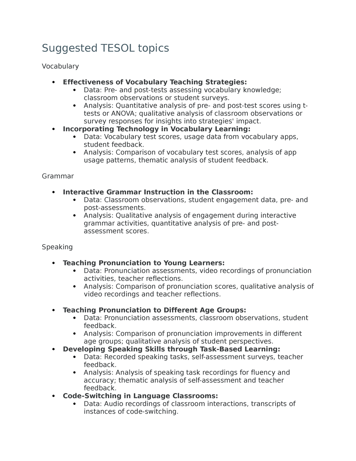 tesol phd topics