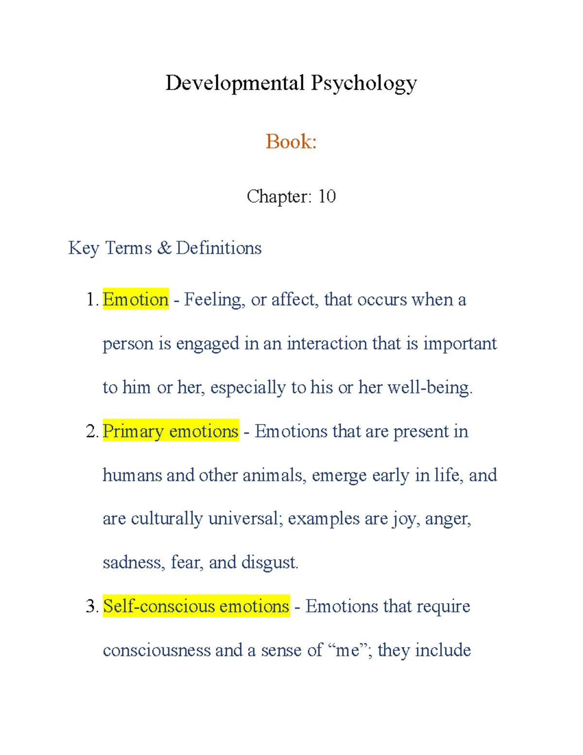 Developmental Psychology Chapter 10 Key Terms And Definitions Developmental Psychology Chapter 10 Key Terms And Definitions
