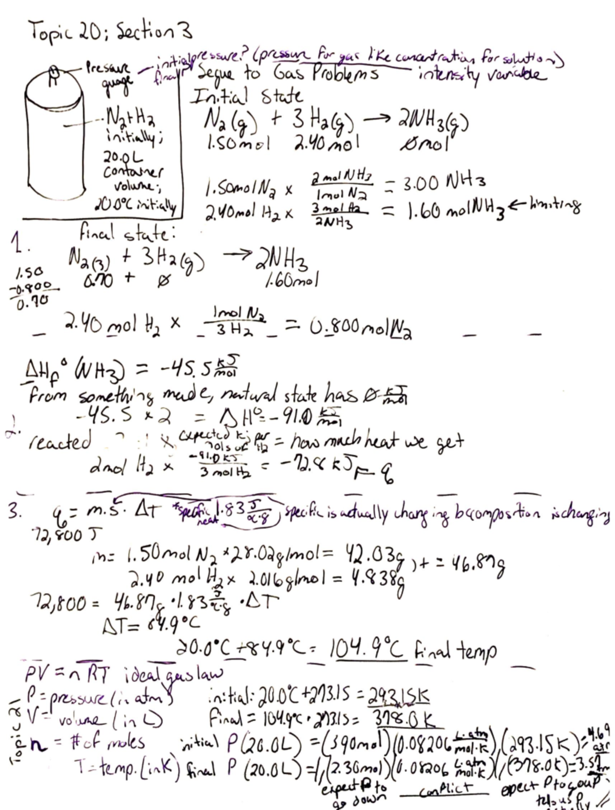 Topic 20-26[Chem 1] - gas problems, Dalton's law, chemical reaction ...