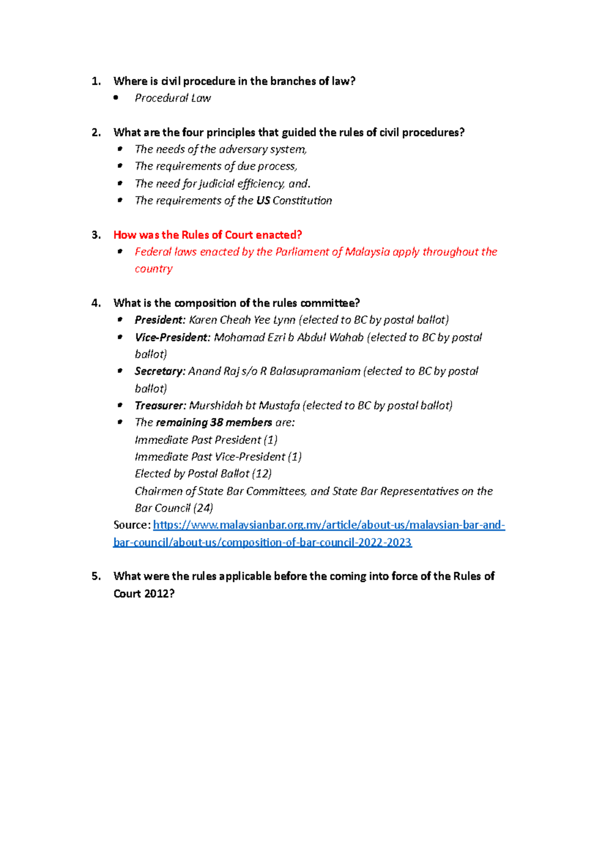 LAW602 Tutorial Question 1 1. Where is civil procedure in the