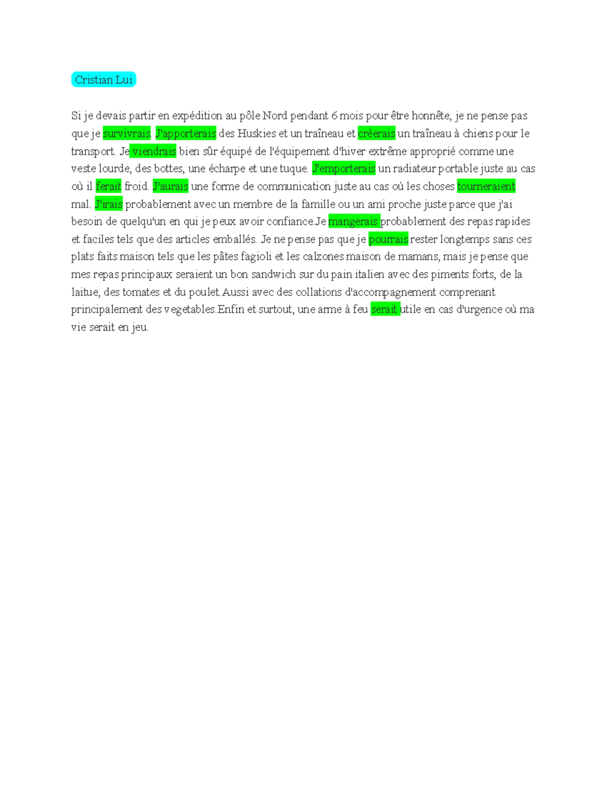 Conditional journal yes cristian lui si je devais partir en