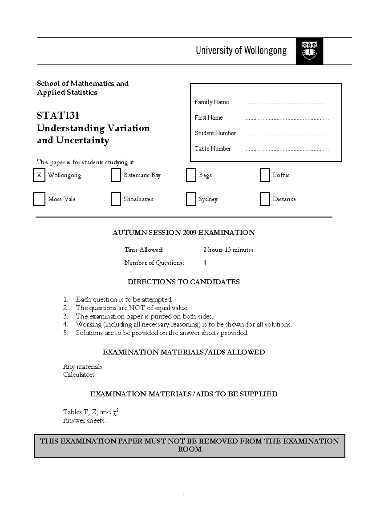 Sample/practice exam 2009, questions and answers, Final Test - School ...