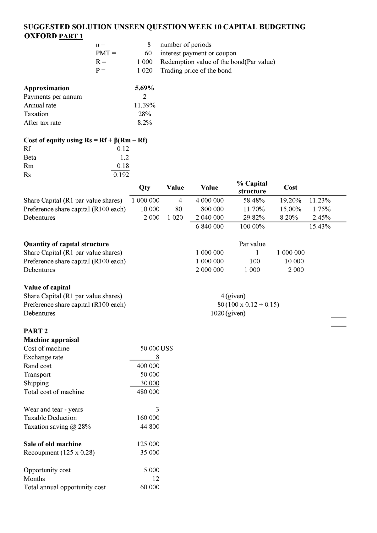 ACCT332 Week 10 Unseen Solution - SUGGESTED SOLUTION UNSEEN QUESTION ...