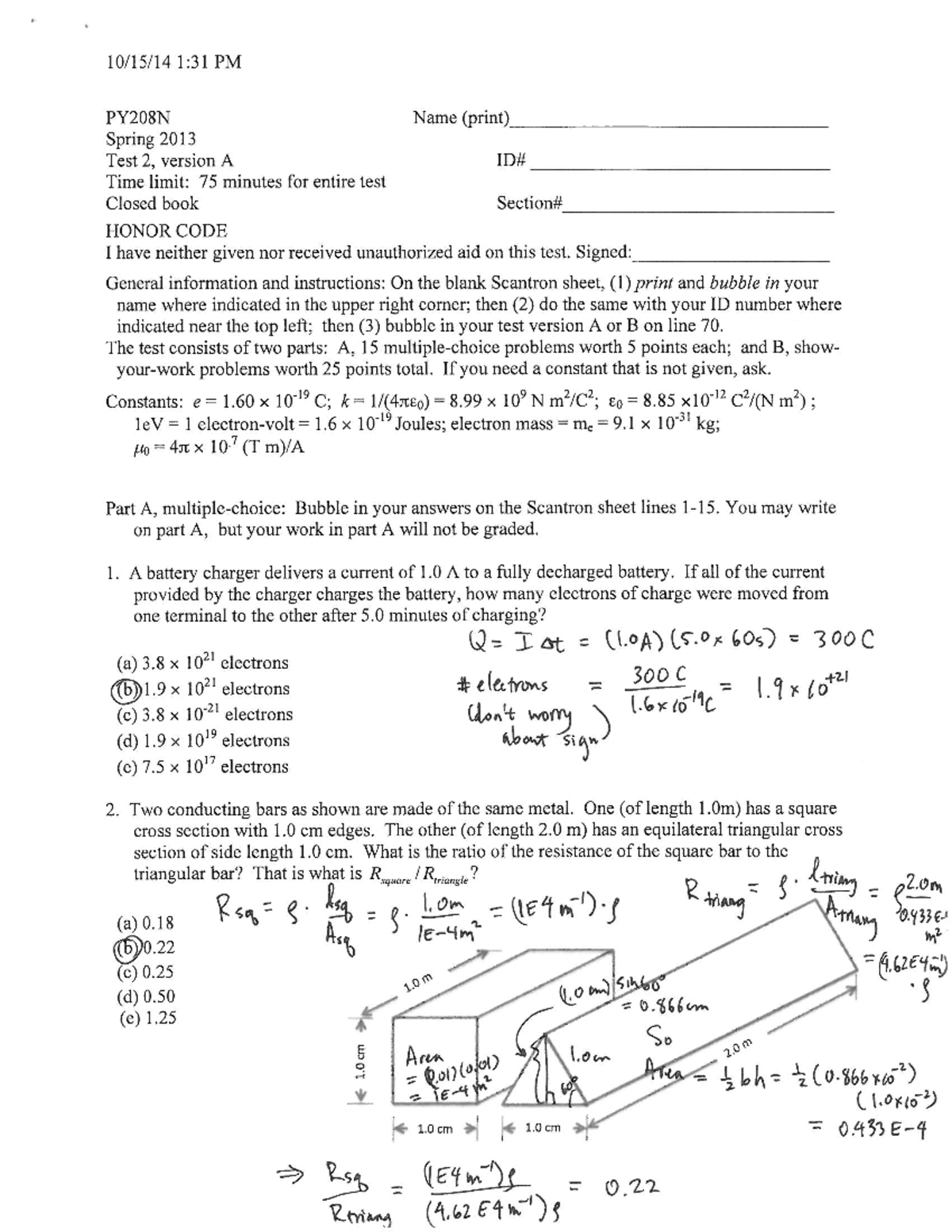 Prac Sol 2F - physics 2 practice test F for test 2 solutions - 1:31 PM ...