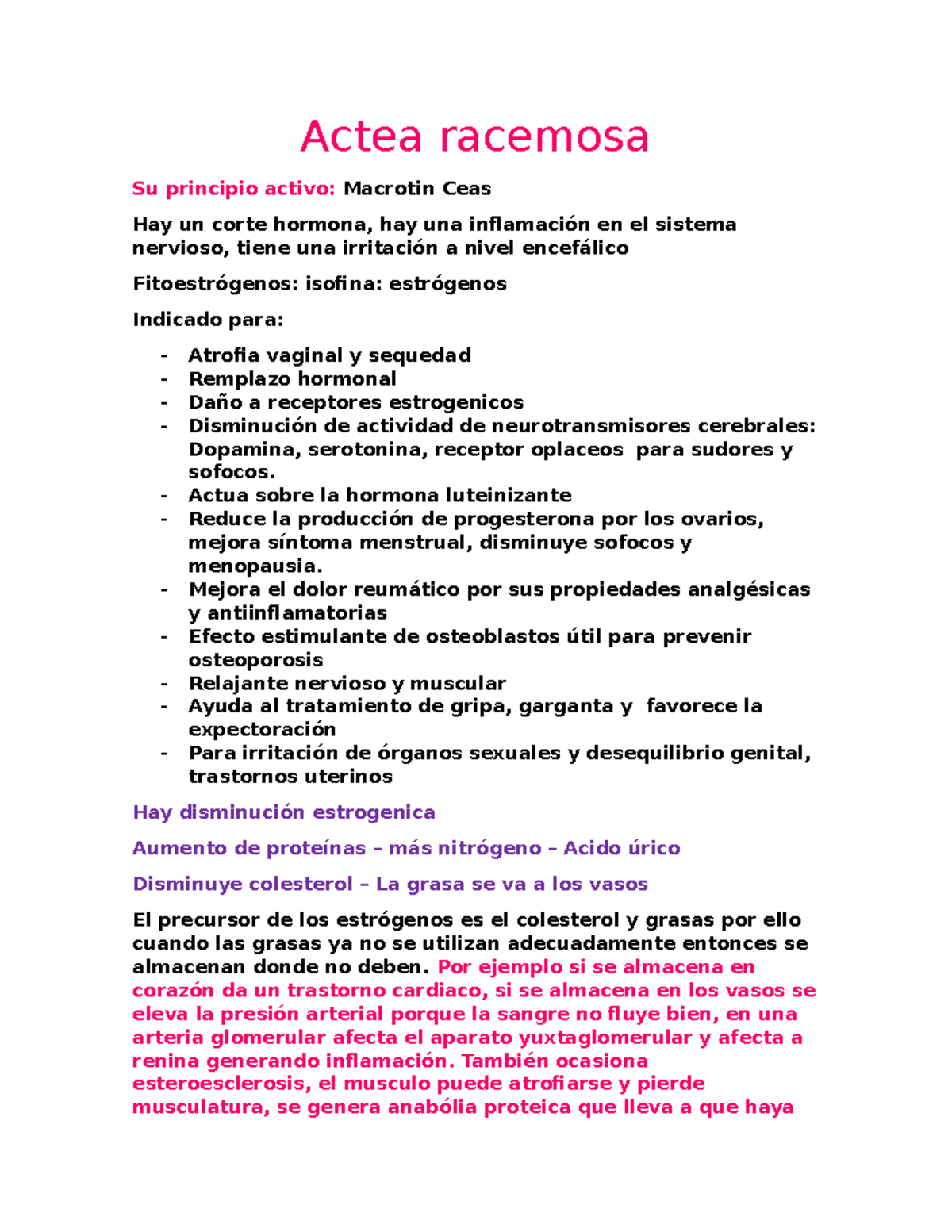Ficha - Segundo Resumen homeopatico de planta actea - Actea racemosa Su ...