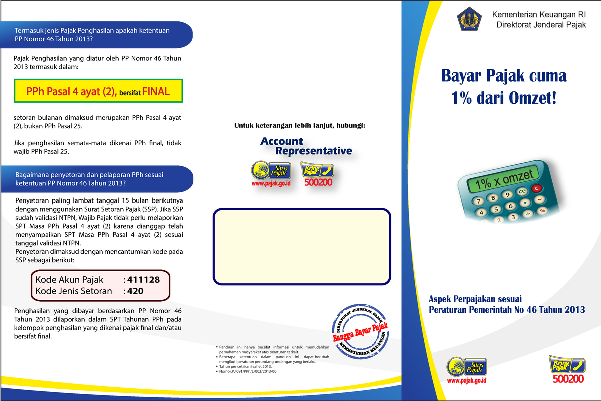 Leaflet PP 46 UMKM Peraturan Terkait Bayar Pajak Cuma 1 Dari Omzet   Thumb 1200 800 