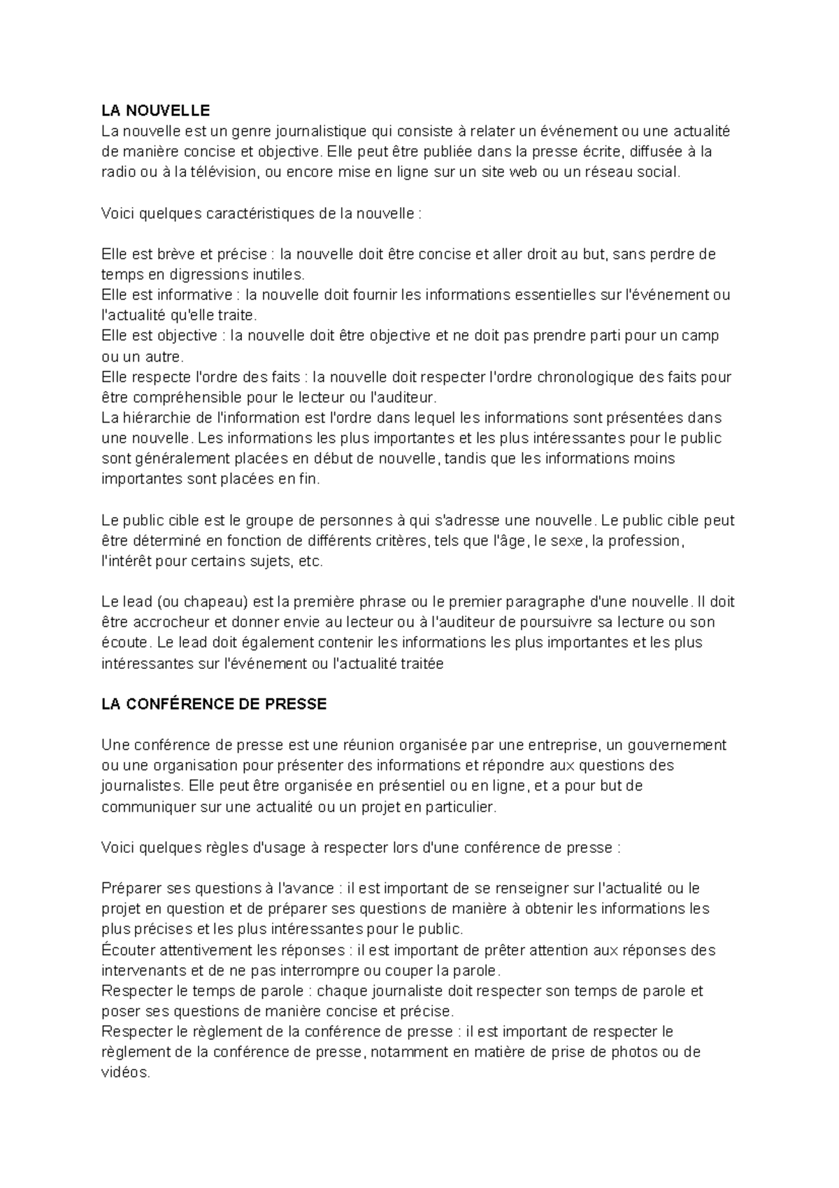 Cours jou1200 session 202223 LA NOUVELLE La nouvelle est un genre