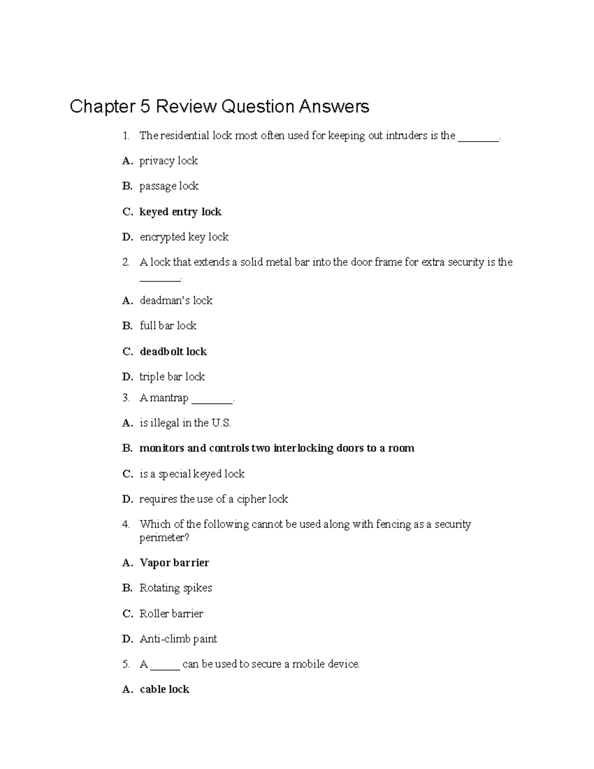 1111640122 Security+4e Ch05 Review Question Solutions RTC - Chapter 5 ...