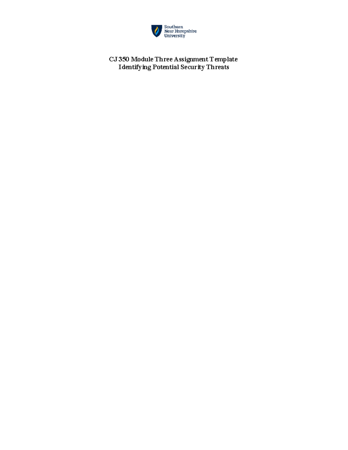 CJ 350 Module Three Assignment: Identifying Security Threats Analysis ...