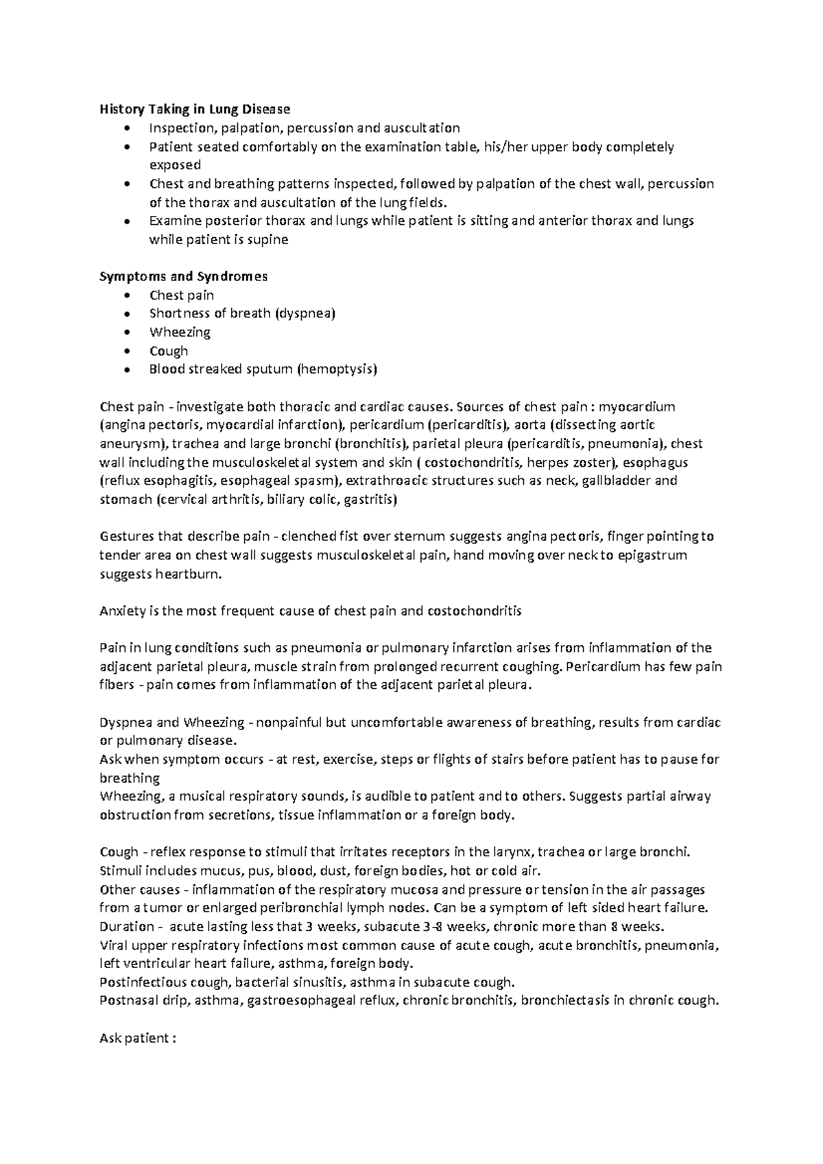 History Taking in Lung Disease - Examine posterior thorax and lungs ...