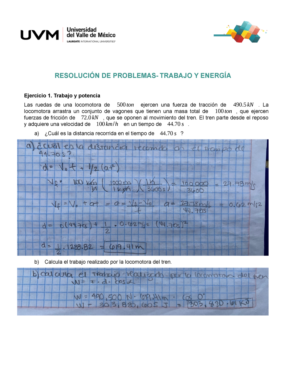 A4 Fisica ResoluciÓn De Problemas Trabajo Y EnergÍa Ejercicio 1 Trabajo Y Potencia Las 0801