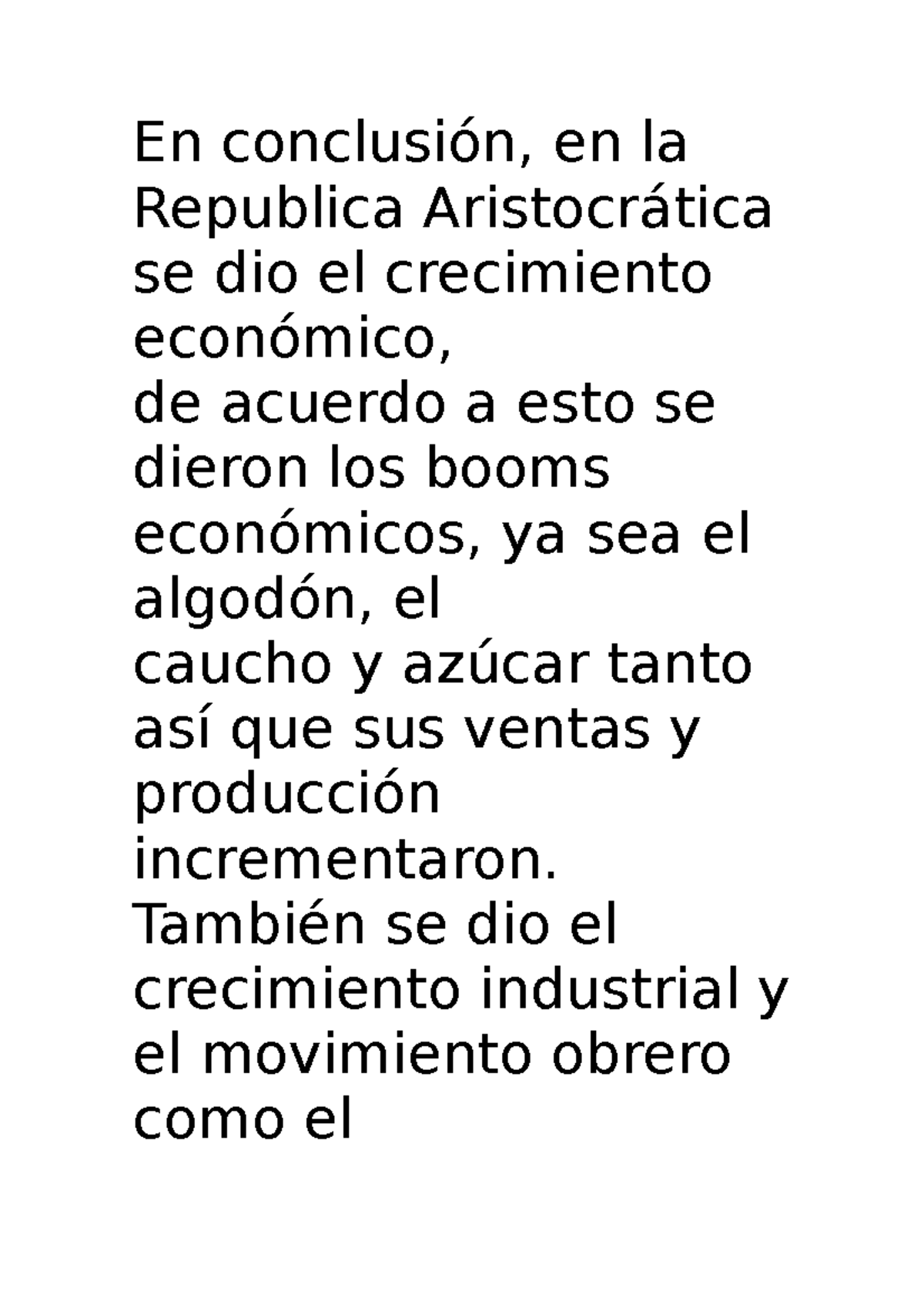 PC01 problemas del Perù - En conclusión, en la Republica Aristocrática ...