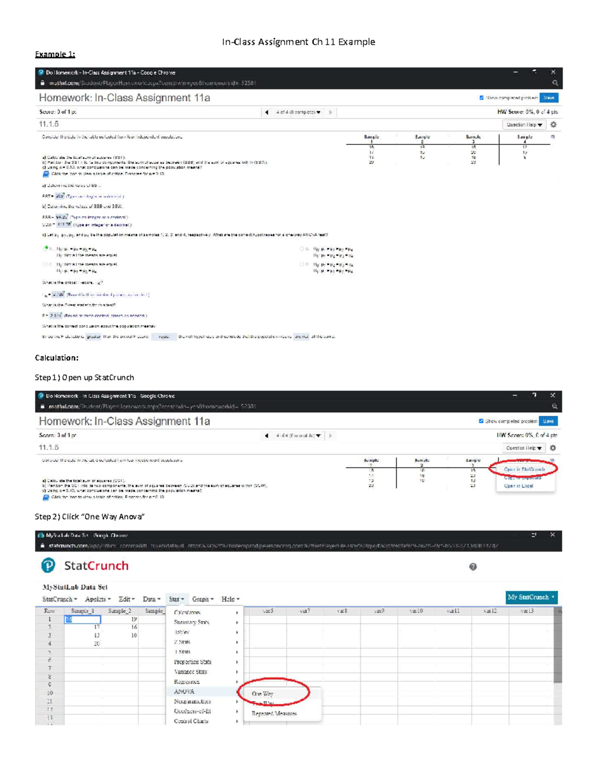 assignment extra information table