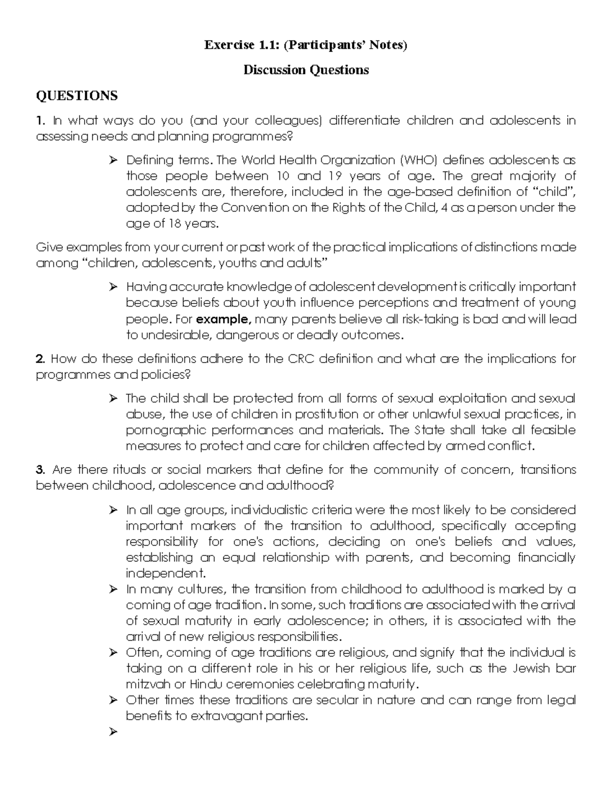101-answer-key-exercise-1-participants-notes-discussion