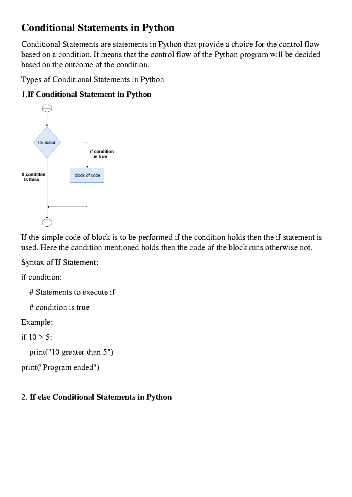 Unit 2 Python - lion - Conditional Statements in Python Conditional ...