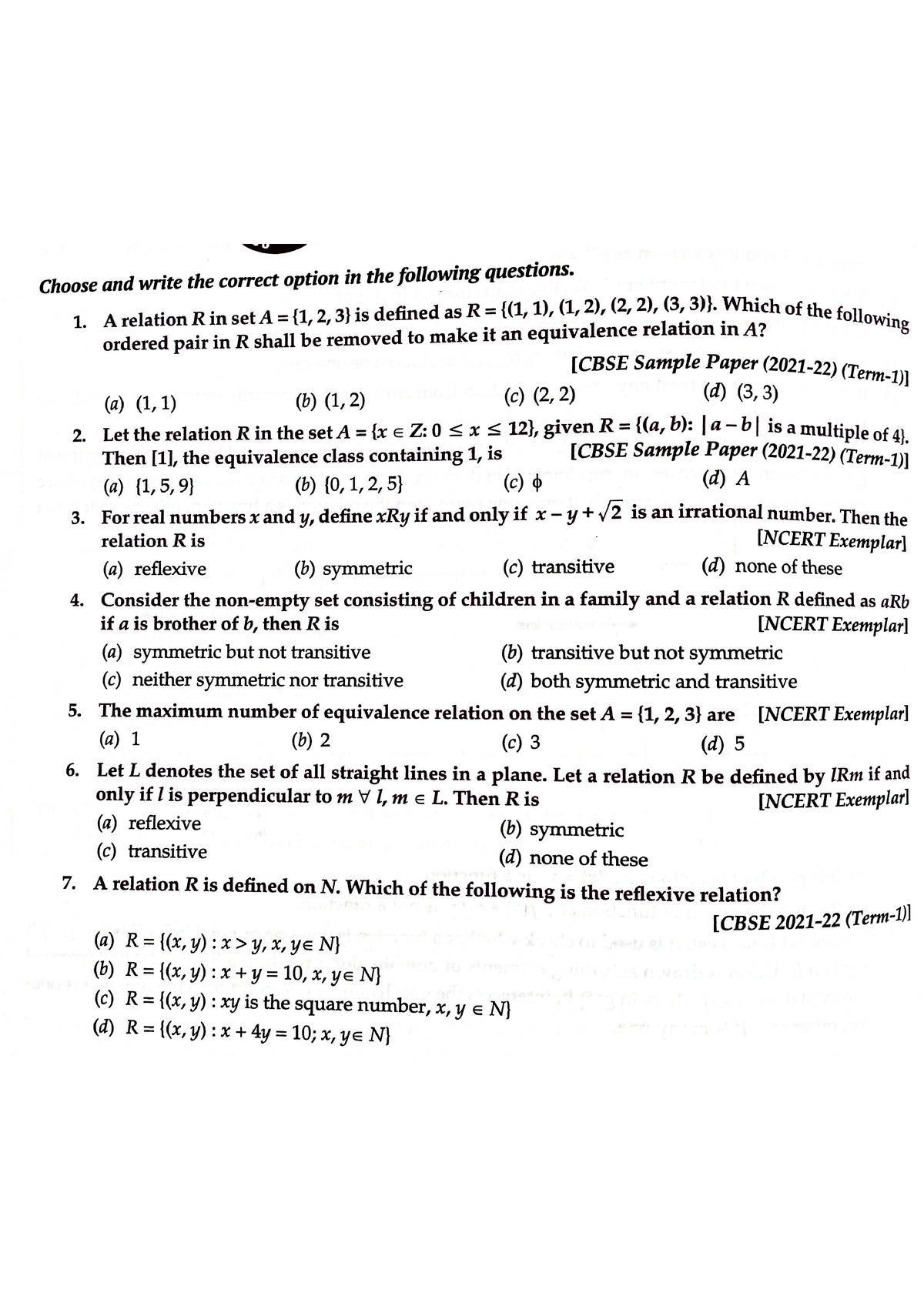 Class 12 ch-1& 2 - practice ques - Mathematics: Applications and ...