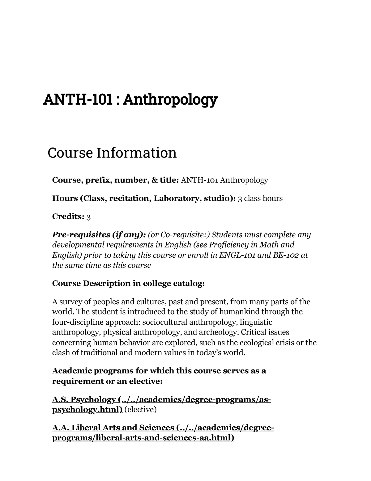 ANTH-101 Anthropology - ANTH-101 : Anthropology Course Information ...