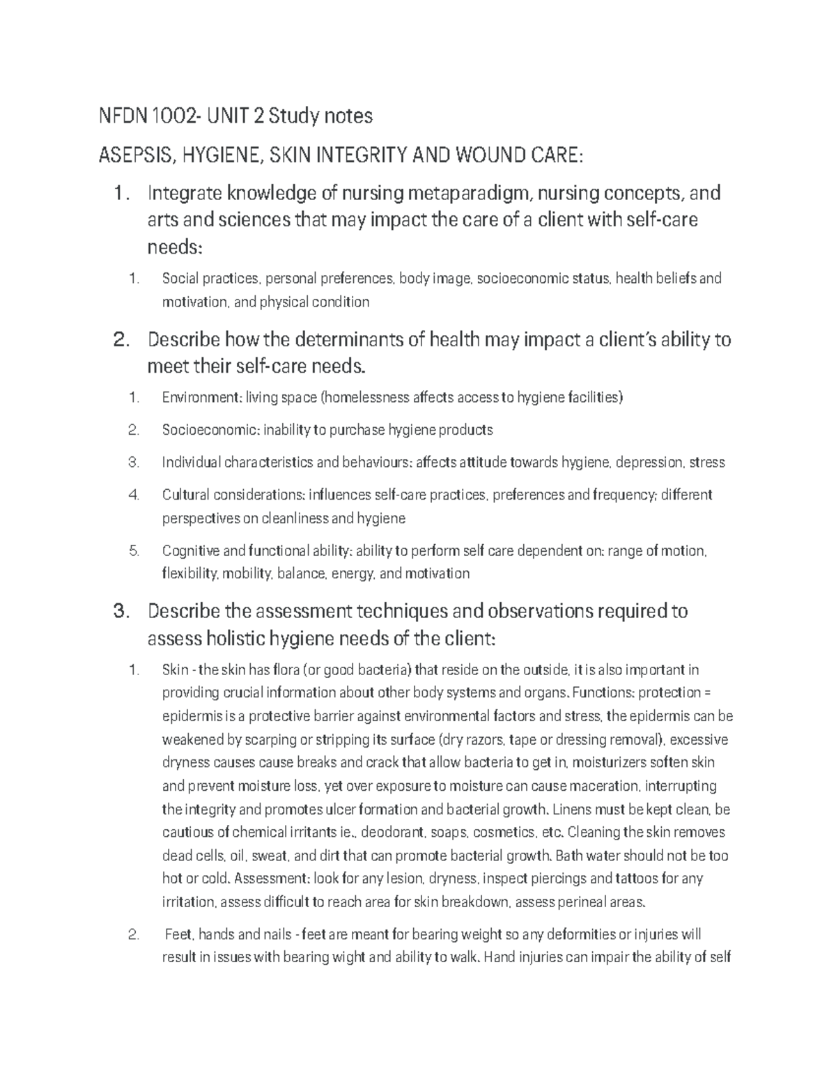 NFDN Unit 2 notes review slos for labas and exmas - NFDN 1002- UNIT 2 ...