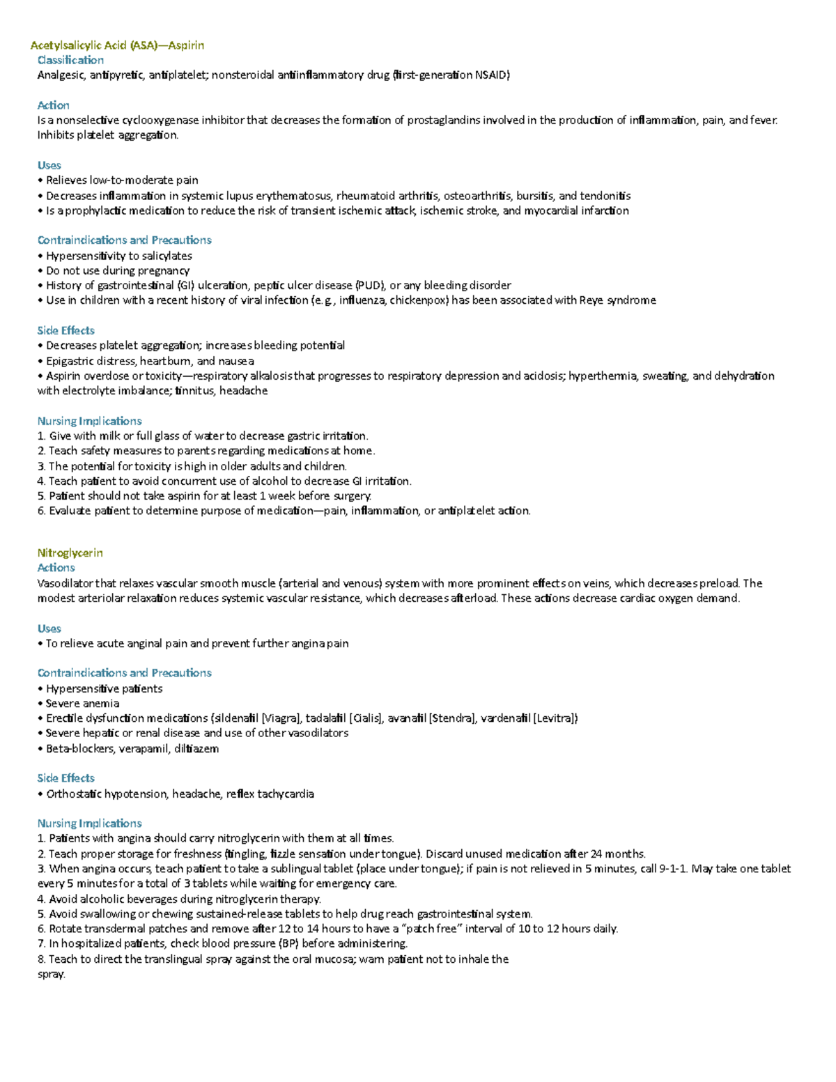 Acetylsalicylic Acid meds Acetylsalicylic Acid (ASA)—Aspirin