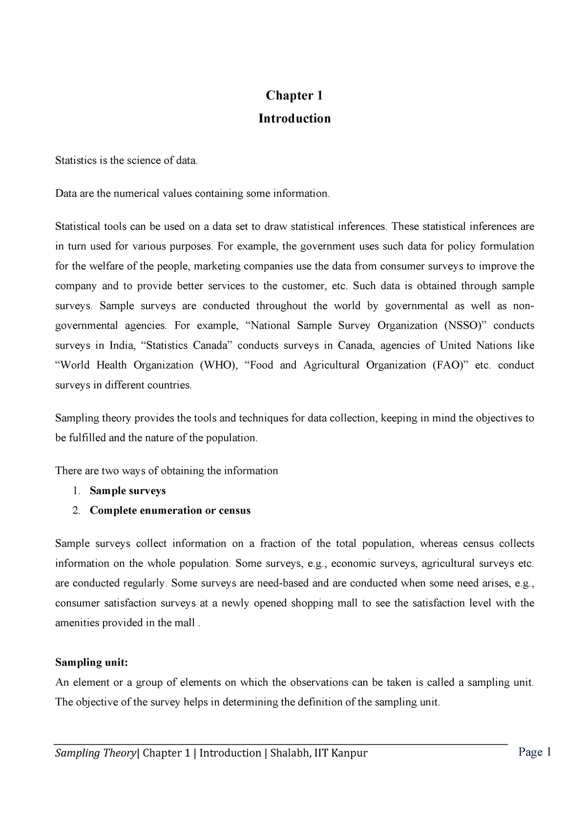 Sampling Theory Introduction - Chapter 1 Introduction Statistics Is The 