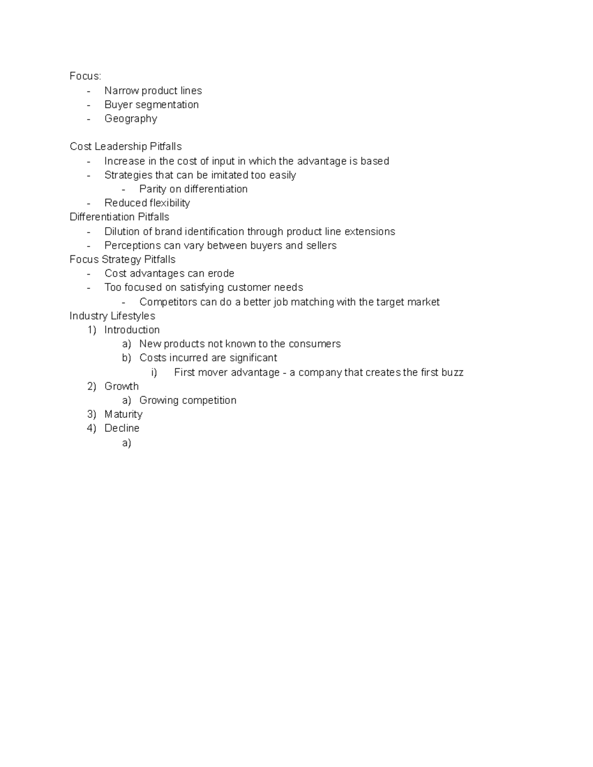 Ch 4 strategic management Focus Narrow product lines Buyer