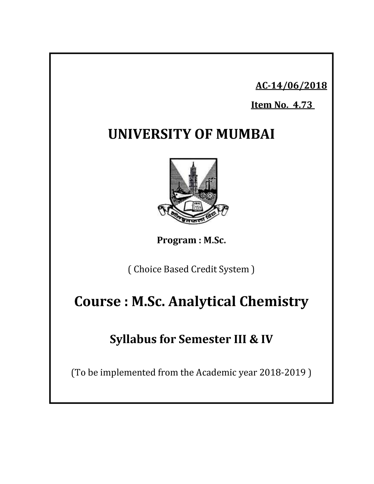 MSc Analytical Chemistry Syllabus AC 14 06 Item No 4 UNIVERSITY OF   Thumb 1200 1553 