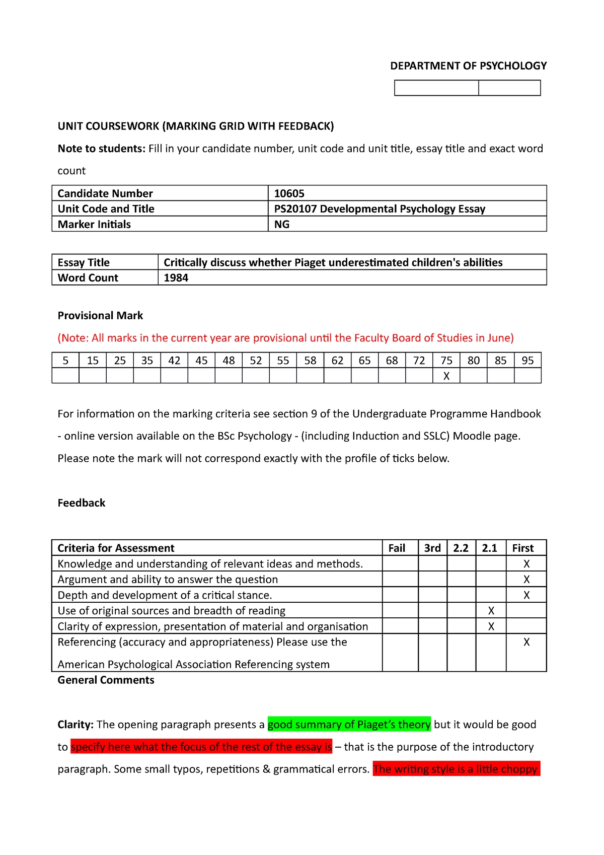 Example Essay 4 75 Critically discuss whether Piaget