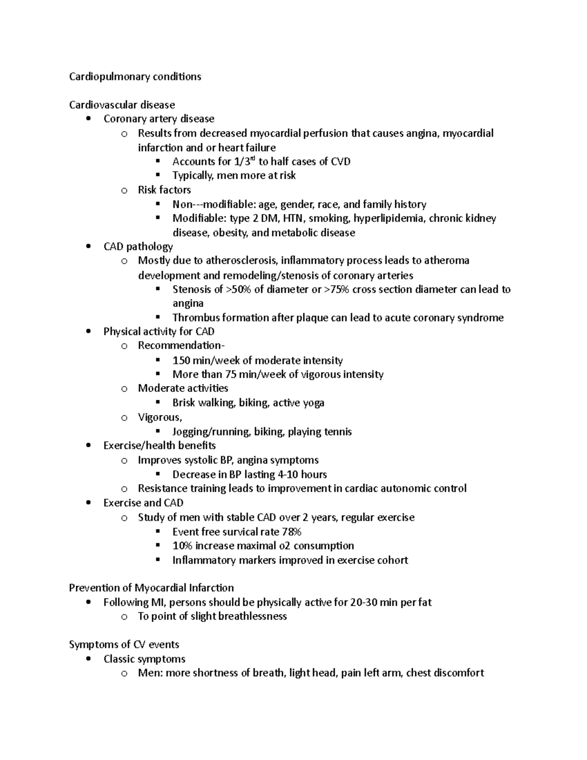 Cardiopulmonary conditions - Cardiopulmonary conditions Cardiovascular ...