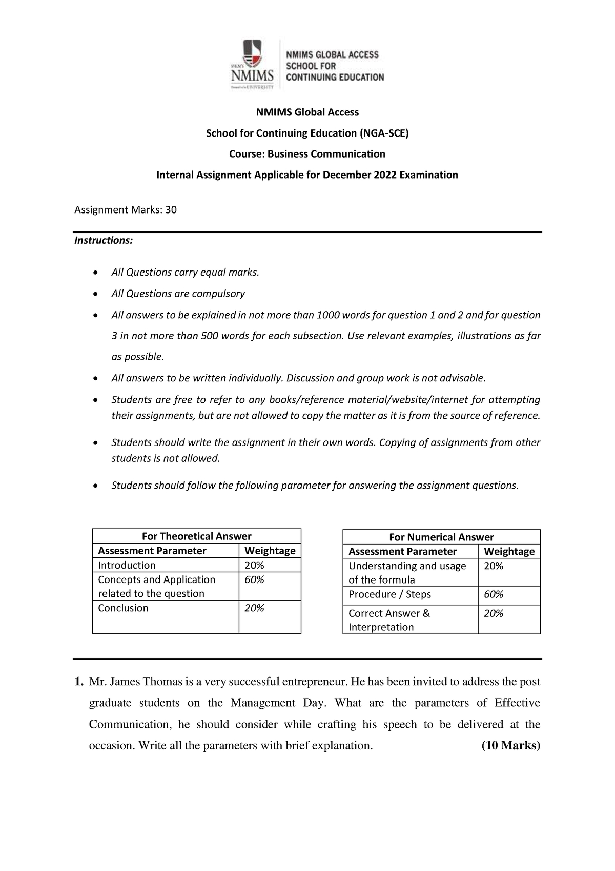 business communication assignment nmims dec 2022