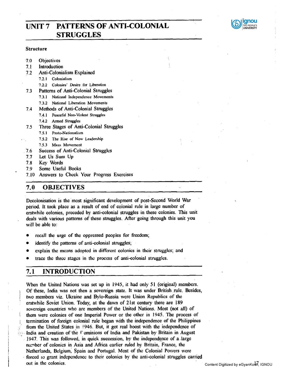 Unit-7 - Anti colonial struggle - UNIT 7 PATTERNS OF ANTI-COLONIAL ...