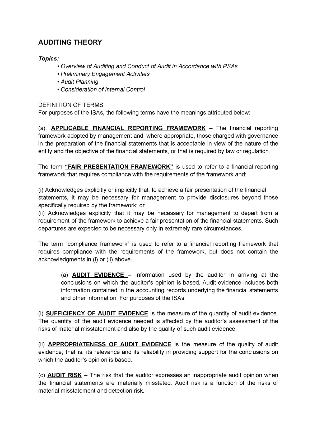 Valuations- MC - Practice Materials for Audit Theo - AUDITING THEORY ...