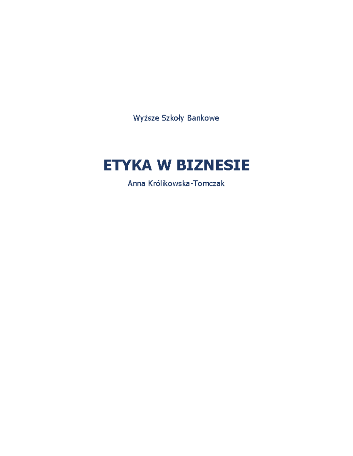 Etyka W Biznesie Książka Pdf