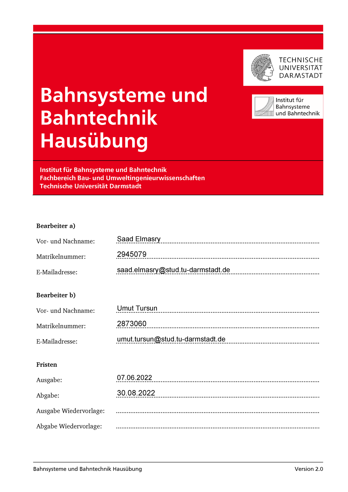 Bahn B Hausuebung#7 - Bahn B Hausuebung - Bahnsysteme Und Bahntechnik ...