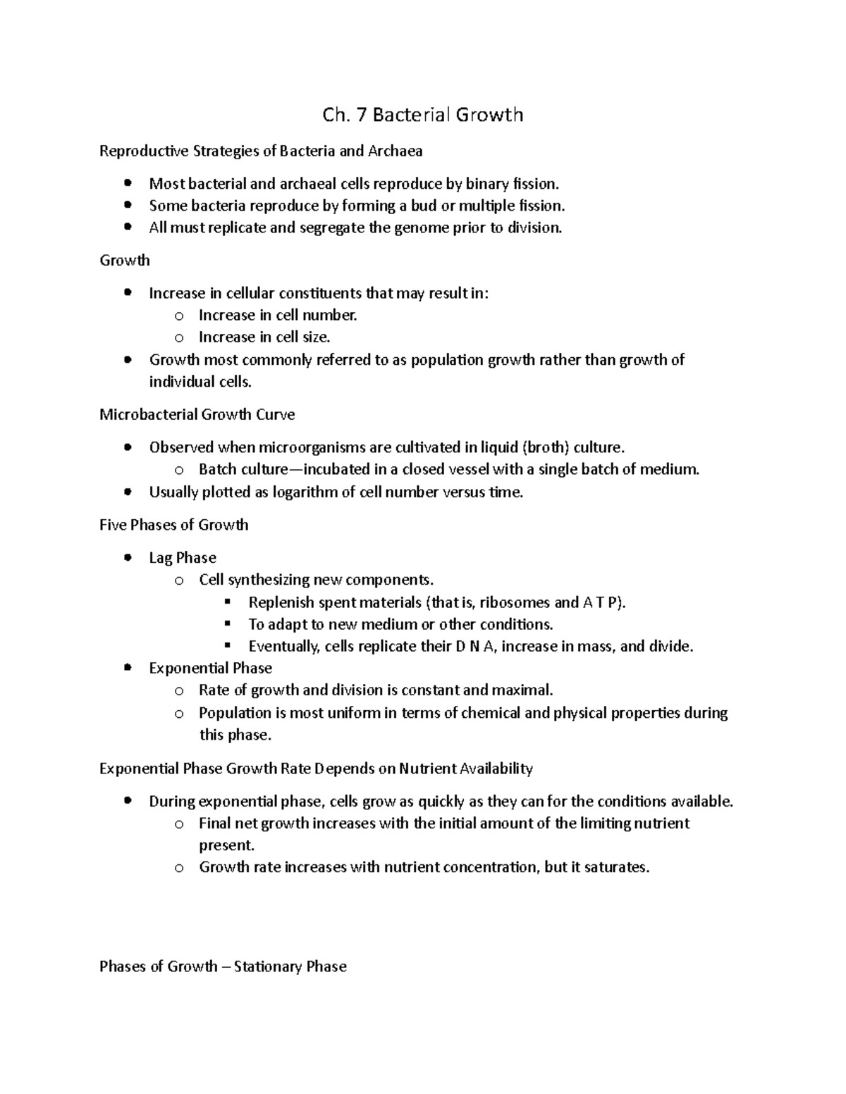 Ch. 7 Bacterial Growth - This Class Is Taught By Dr. John McKillip ...