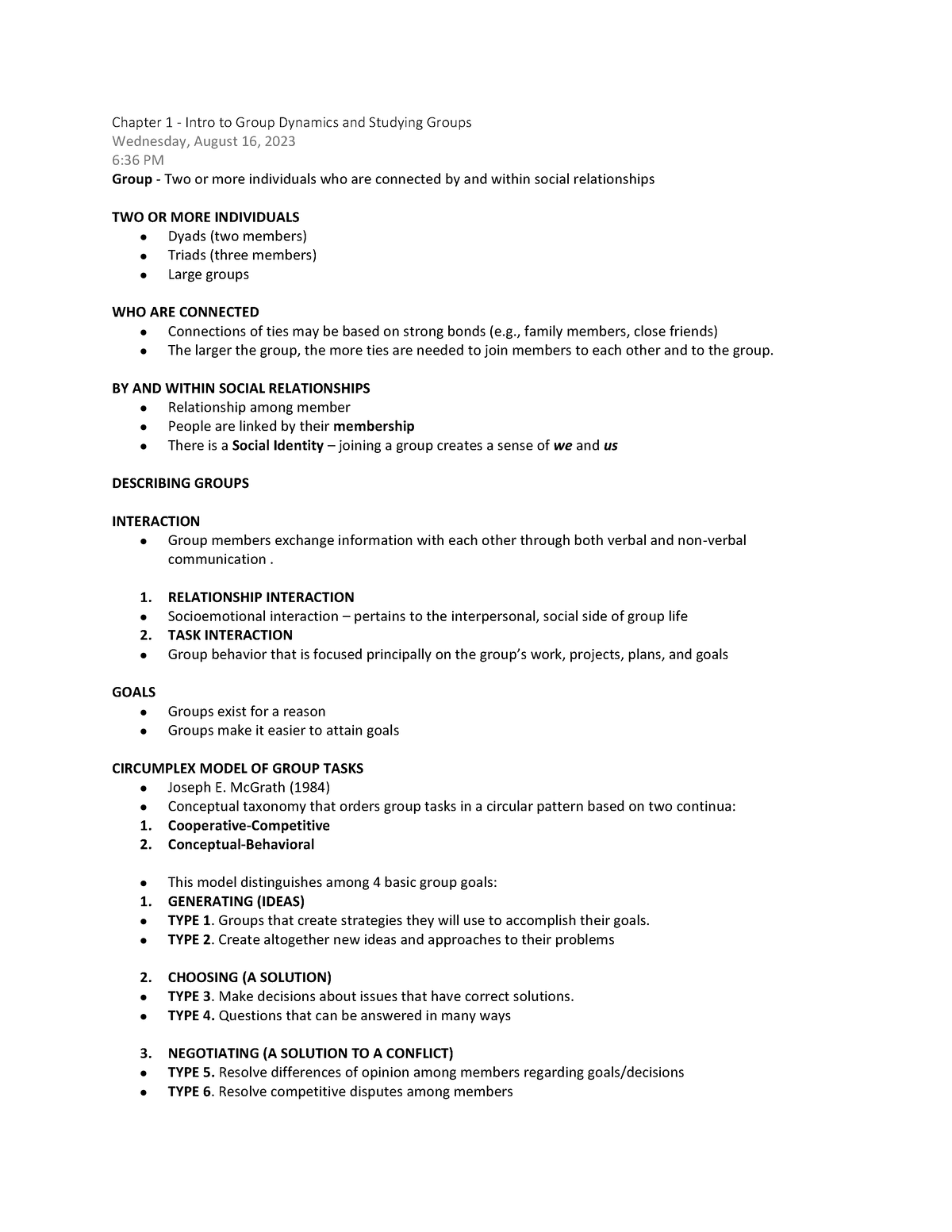 Chapter 1 - Intro to Group Dynamics and Studying Groups - , family ...