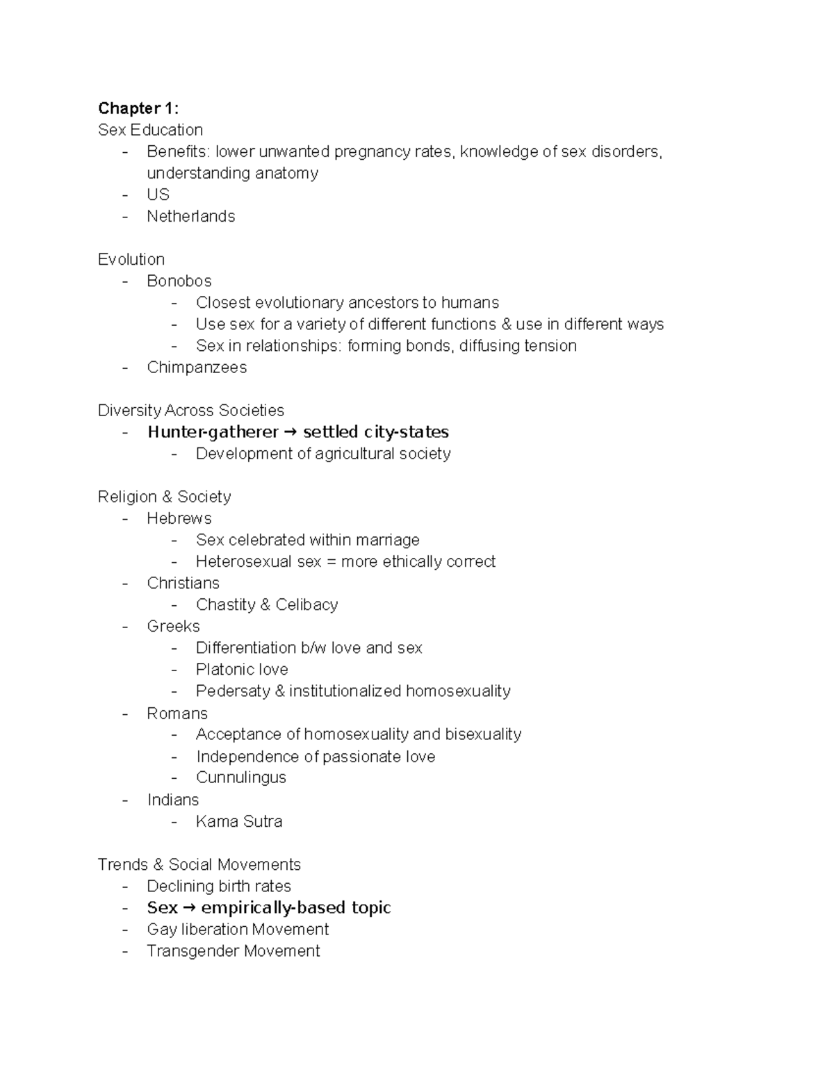 Psych 210 Exam 1 Review - Lecture Notes - Chapter 1: Sex Education ...