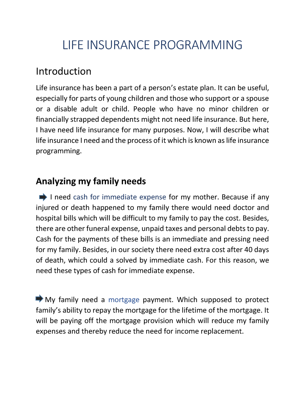 essay of life insurance