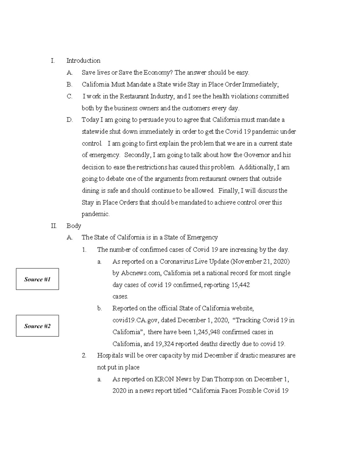 Persuasive Speech Outline - I. Introduction A. Save Lives Or Save The 