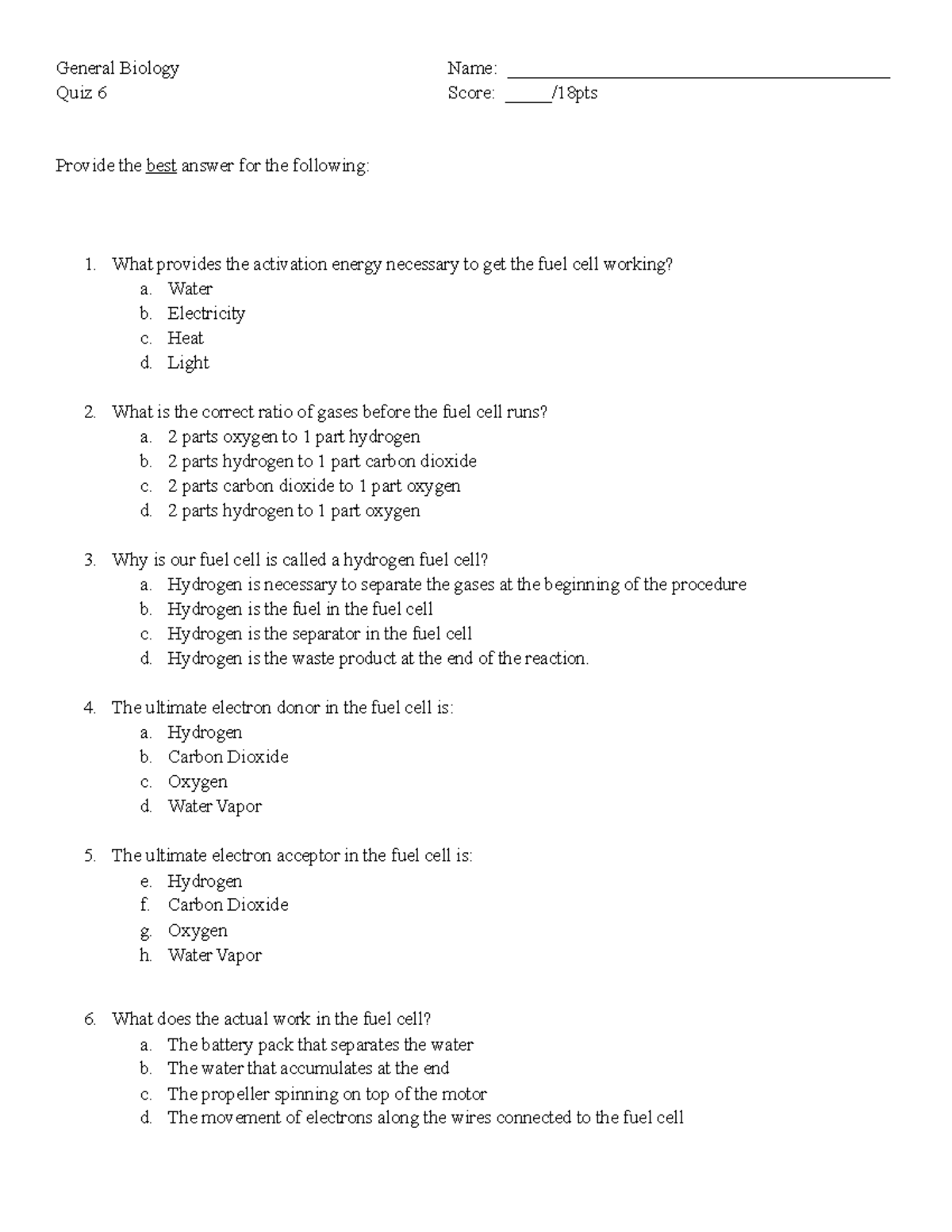 General Biology Quiz 6 Term 1 20112012 General Biology Name Studocu