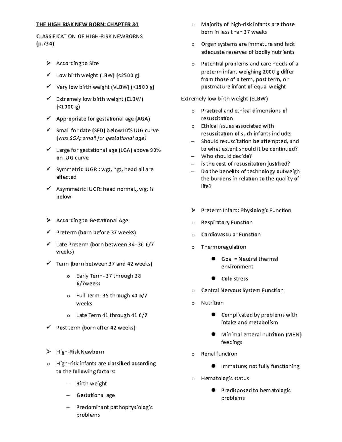 Chapter 34, 35, 36 - THE HIGH RISK NEW BORN: CHAPTER 34 CLASSIFICATION ...