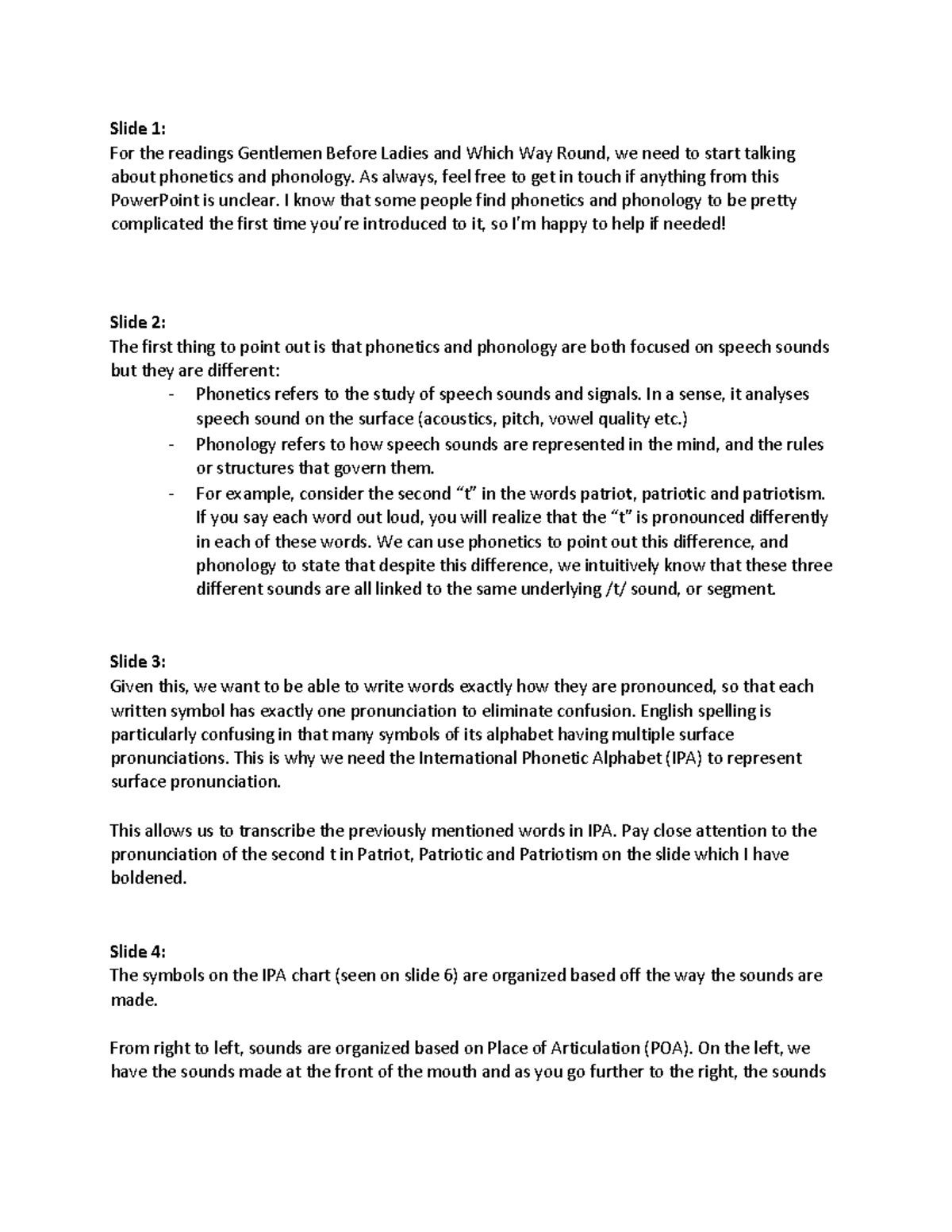 Phonetics and Phonology Powerpoint Notes 1b - LIN 225 - MSU - Studocu