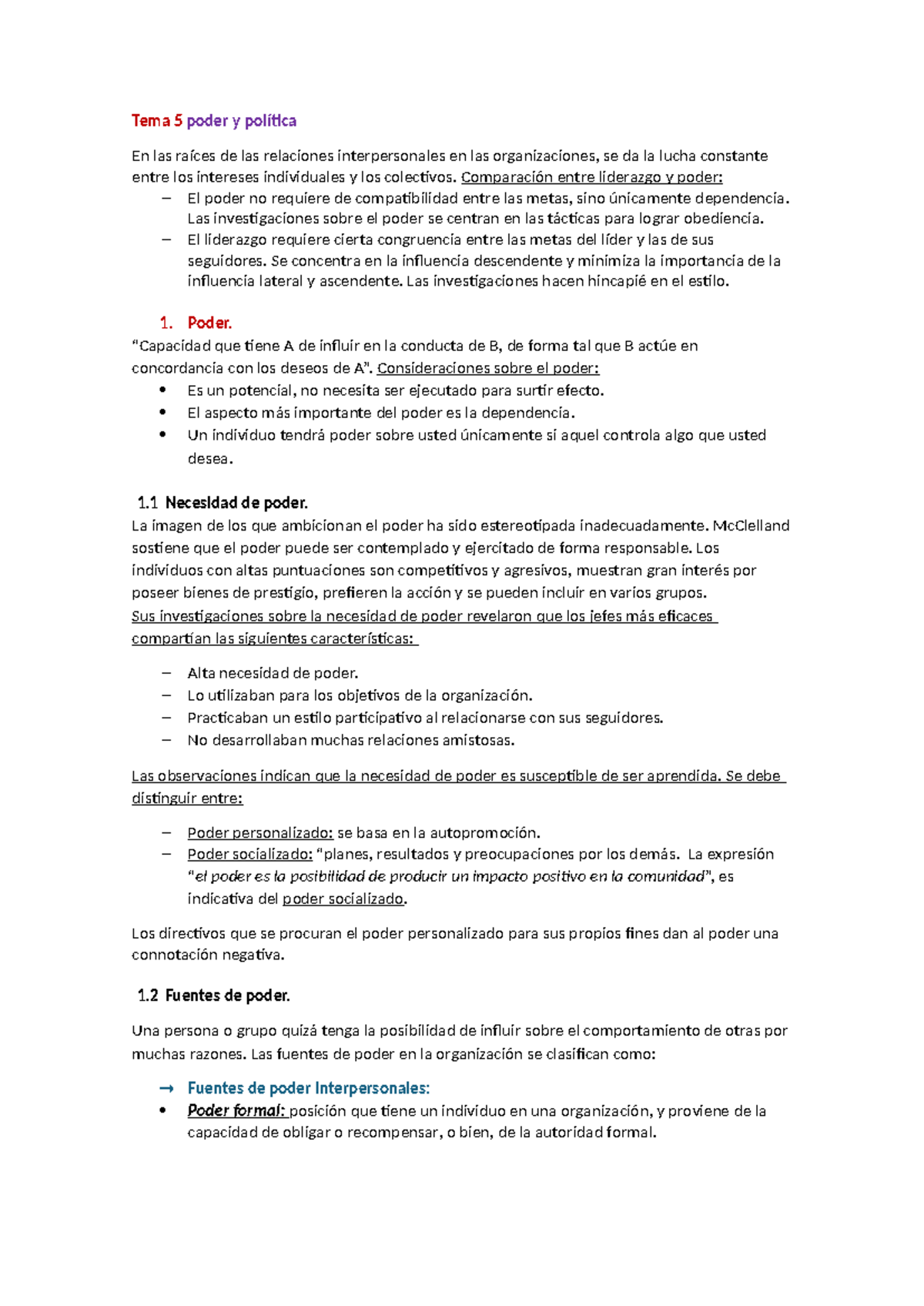 Tema 5 poder y política - Tema 5 el liderazgo (con manual) - Tema 5 ...