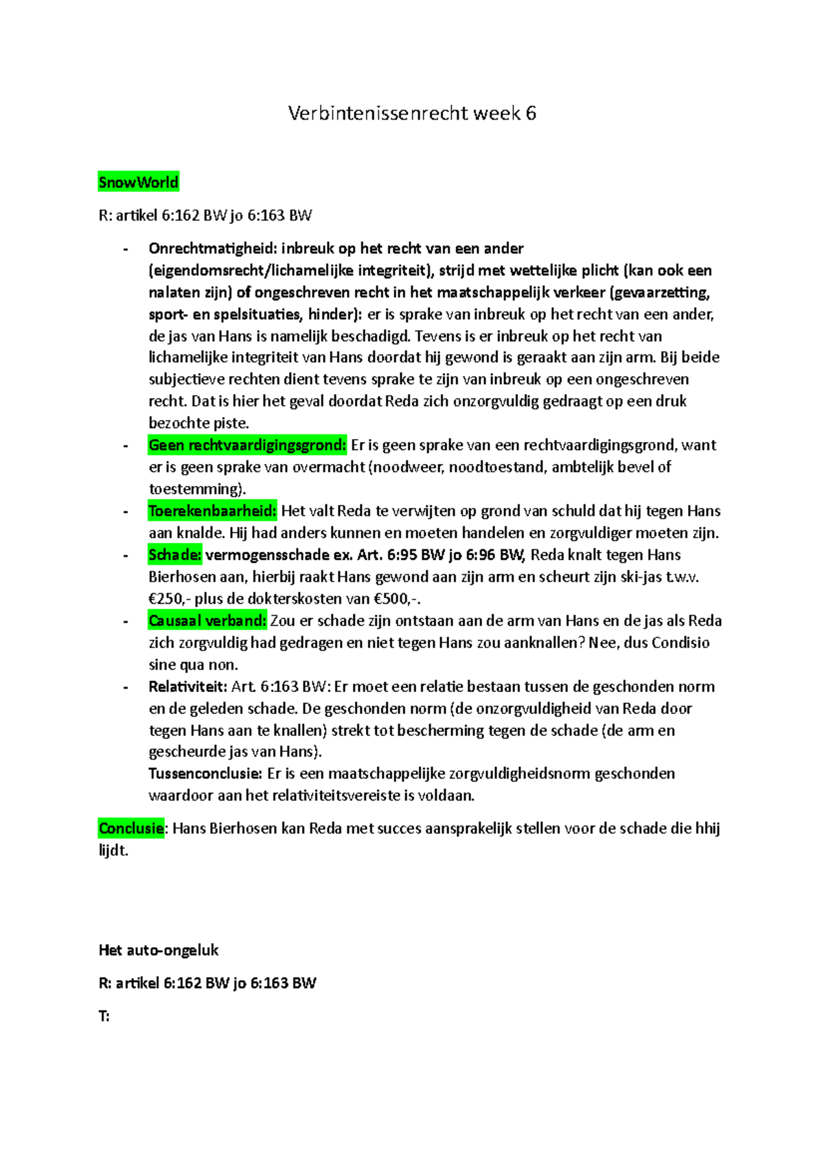 Verbintenissenrecht Week 6 Met Antwoorden En Vragen ...