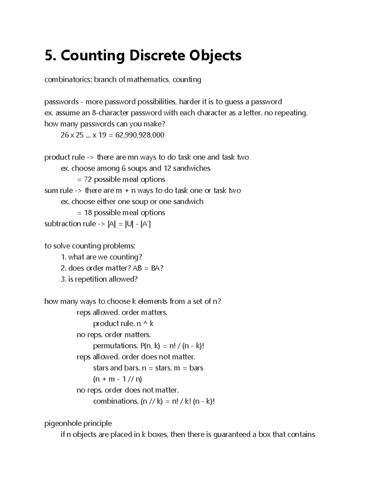 5. Counting Discrete Objects - 5. Counting Discrete Objects ...