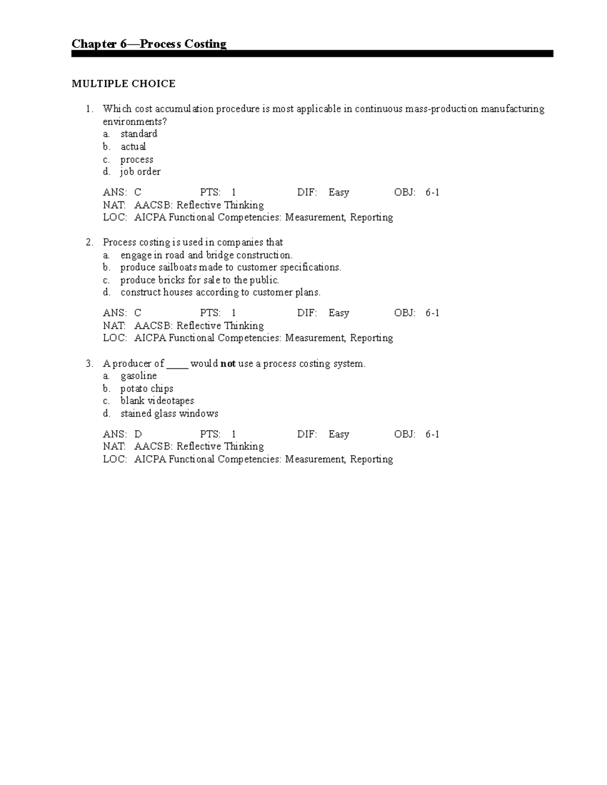 Toaz - Cost Accounting - Chapter 6—Process Costing MULTIPLE CHOICE 1 ...