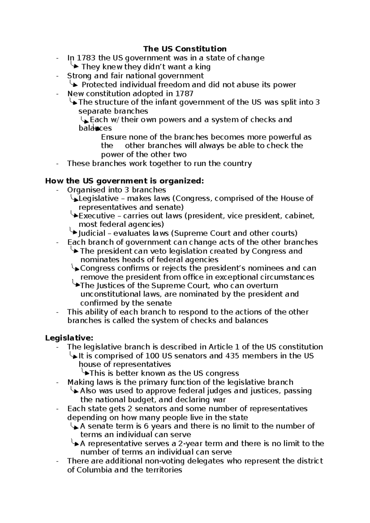 The US Constitution He or she is the head of state, leader of the