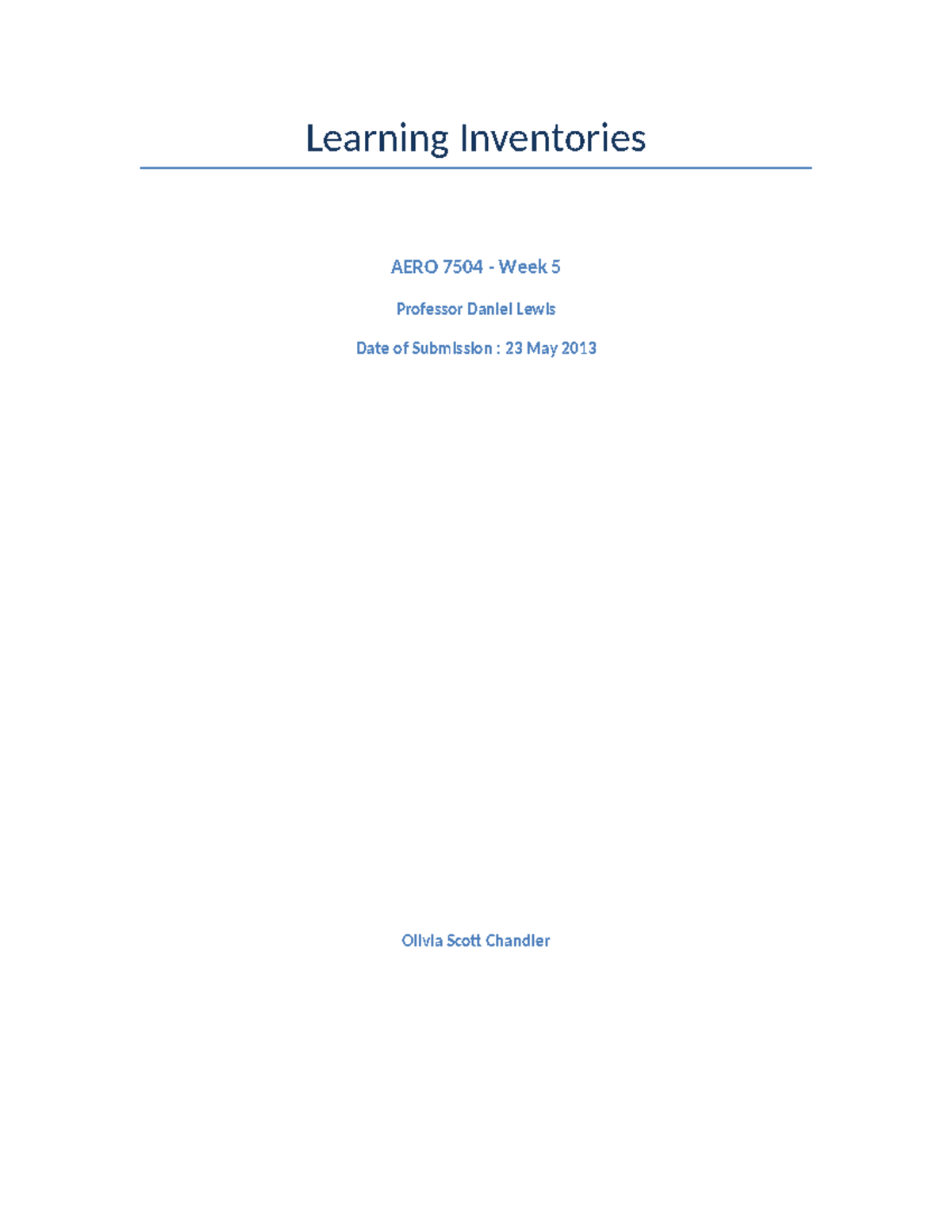 AERO-7504-Learning Inventories - Learning Inventories AERO 7504 - Week ...