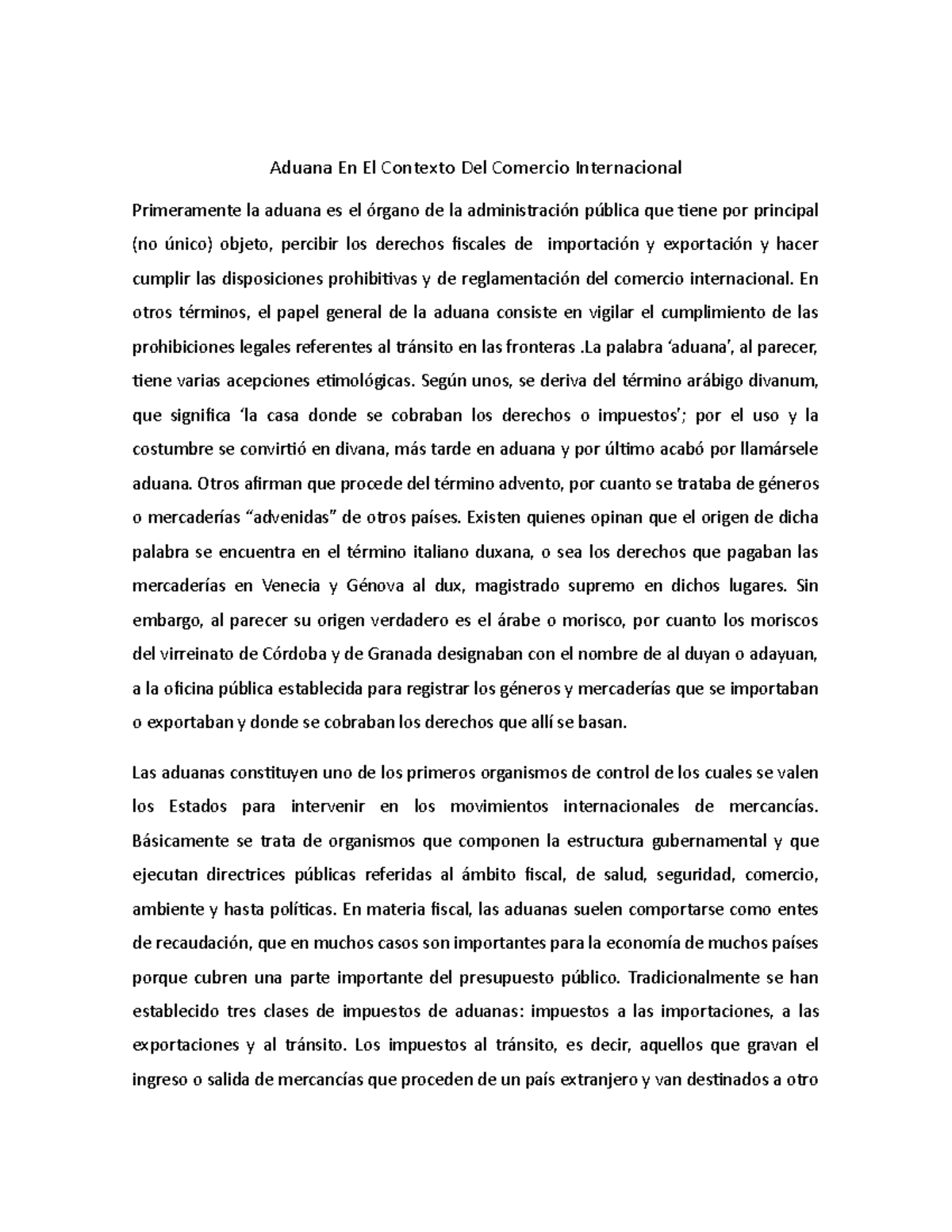 Aduana En El Contexto Del Comercio Internacional Aduana En El