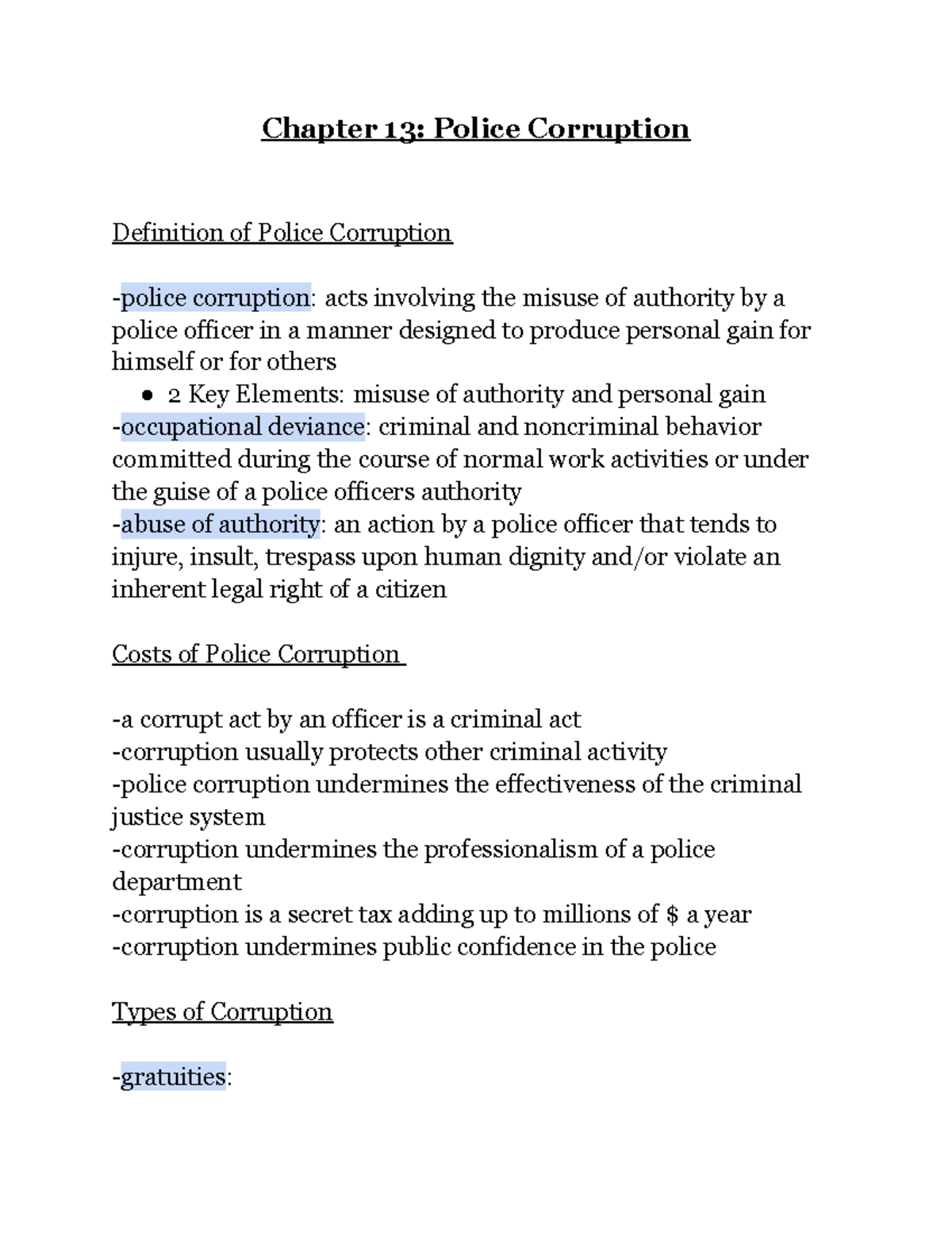 essays on police corruption