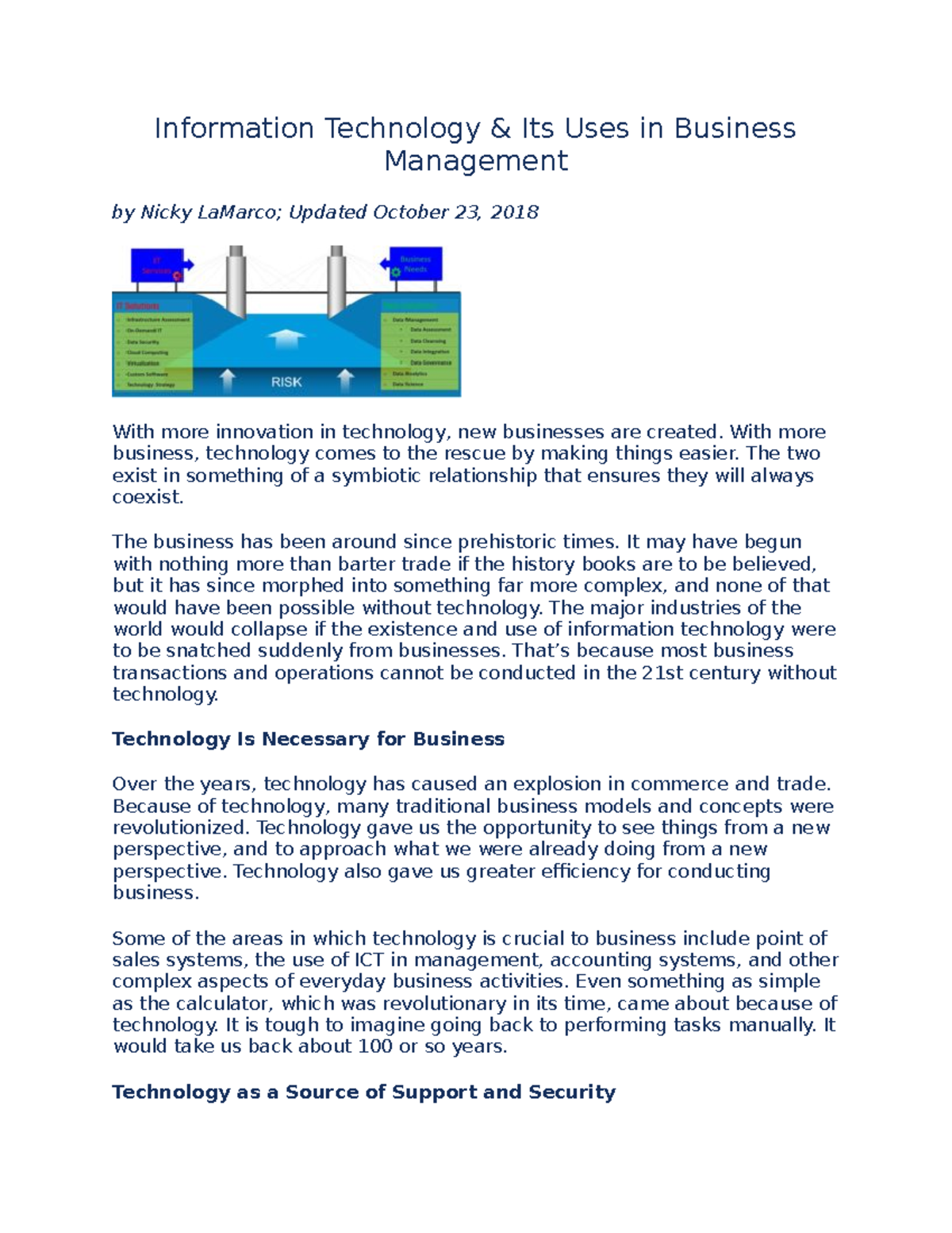 Information Technology and Its UsesinBusinessManagement